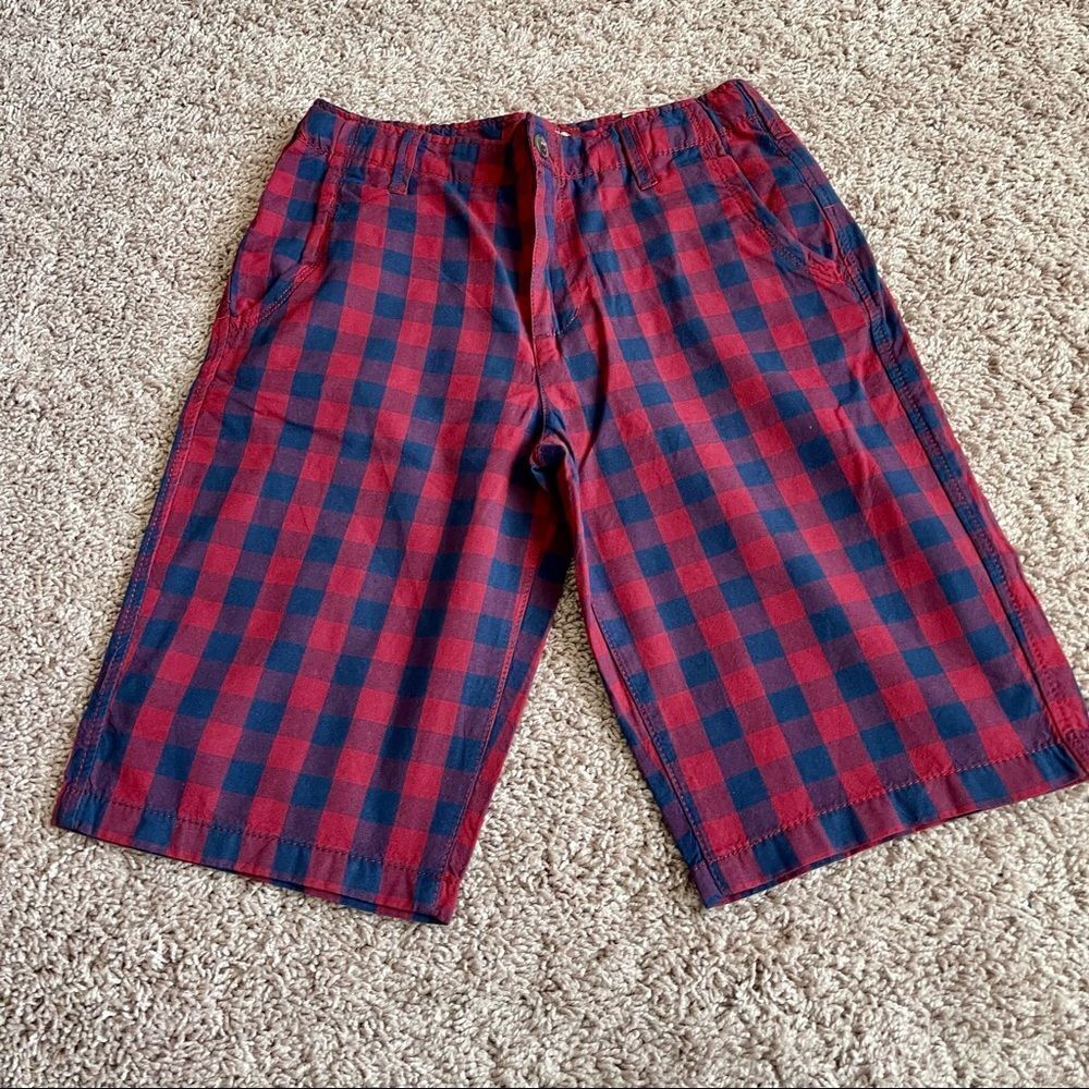 2/$20 Arizona Jeans Boys Red Plaid Chino Shorts; SZ 18; BNWT